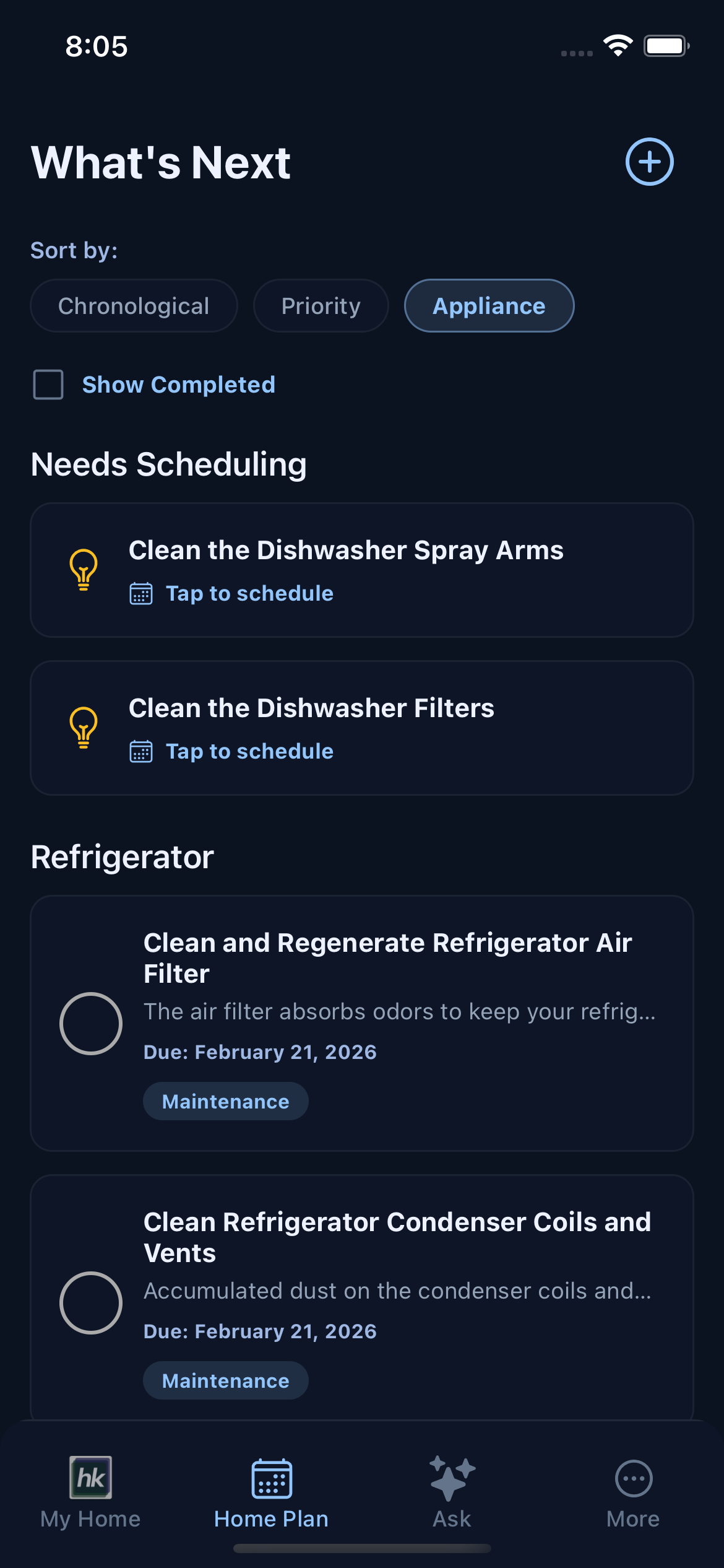 Task list and lifecycle tracking